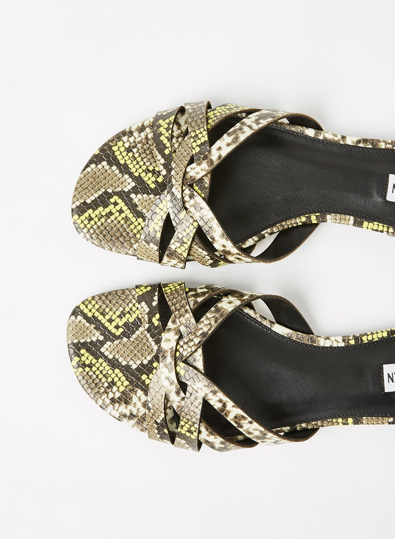 Snake Pattern Flat Sandals Multicolor - v1610812354/N43291024V_3