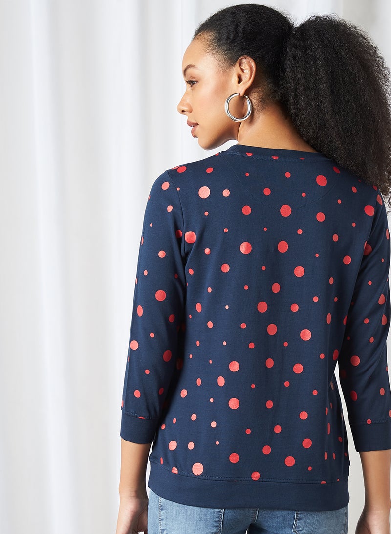 HERE&NOW - Polka Dot Sweatshirt Navy Blue - Image 1