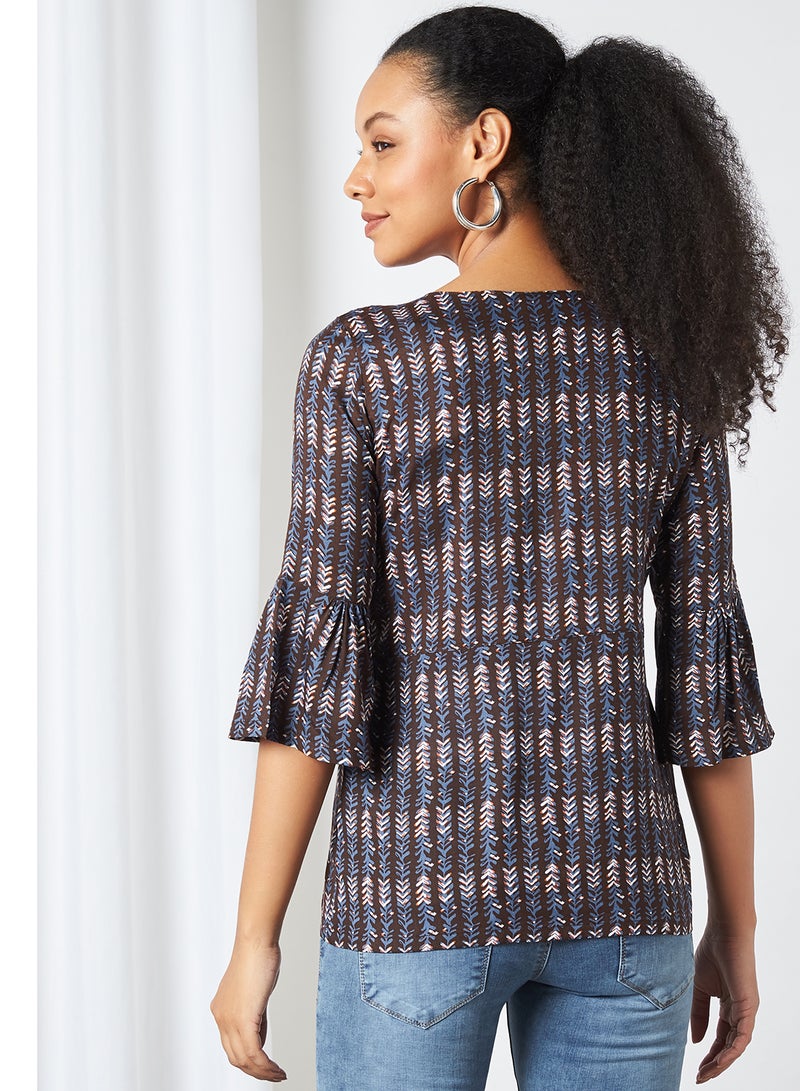 HERE&NOW - Printed Blouse Brown - Image 1