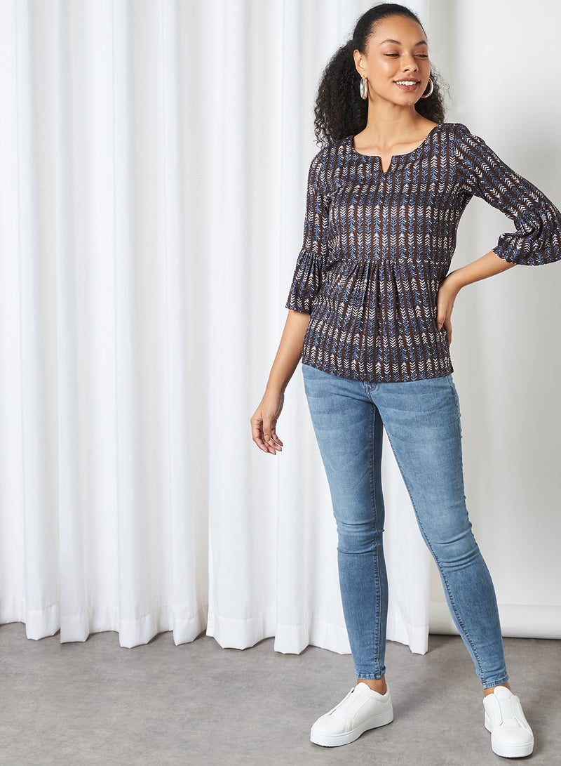 HERE&NOW - Printed Blouse Brown - Image 1