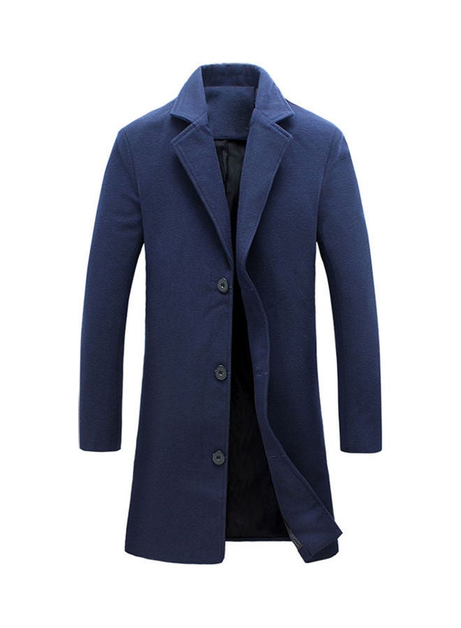 Navy blue trench coat with hood on sale