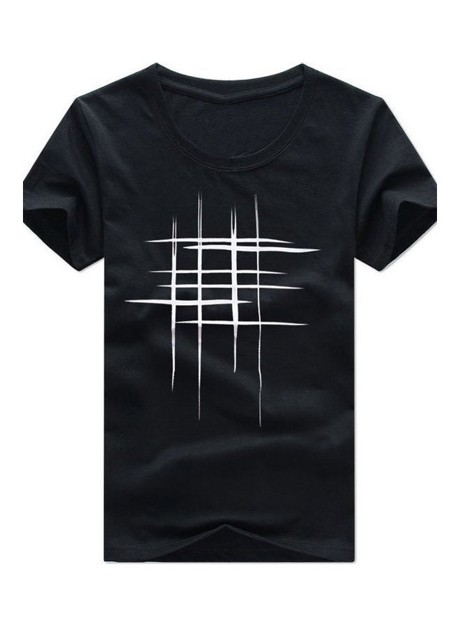 Line Cross Printed T-Shirt Black/White 
