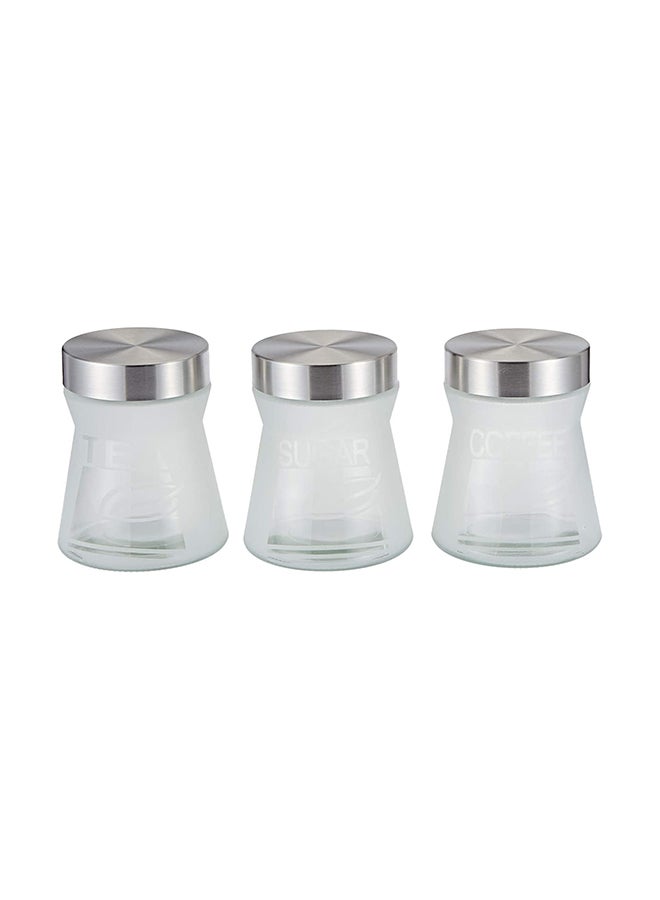 هارموني Table Top 3Pc Frosted Glass Cannister Clear  - Image 1