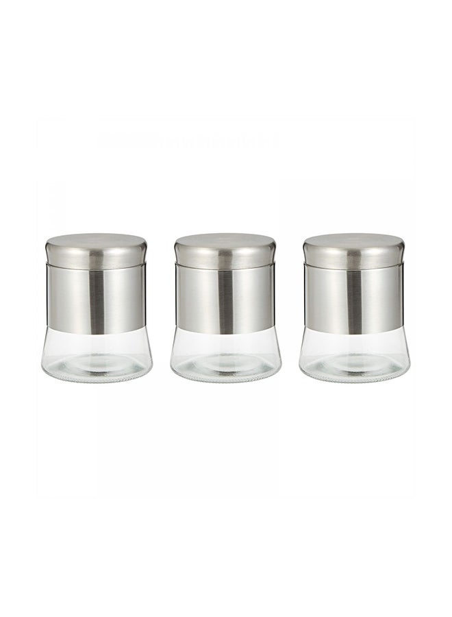 Harmony Table Top 3Pc Stainless Steel & Glass Cannister Clear 