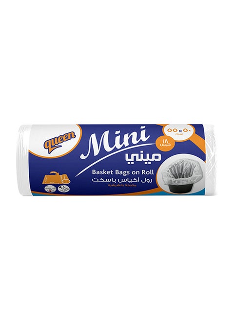 18-Piece Mini Plastic Trash Bag Roll White 50x55cm