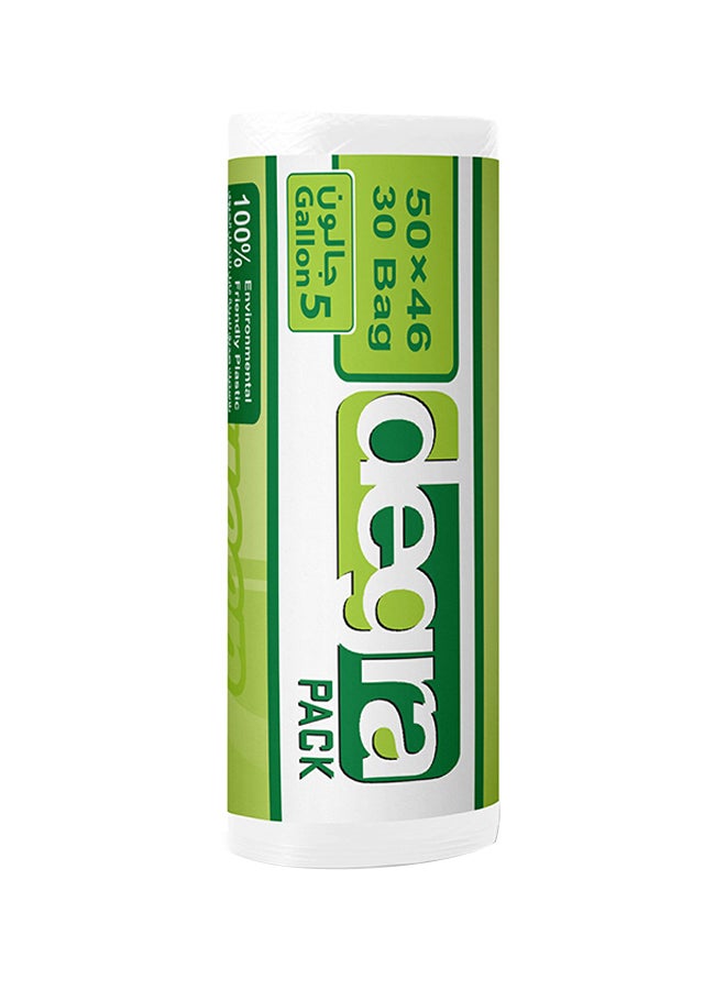 Queen 30-Piece Plastic Trash Bag Roll Degra Pack White 50x46cm 