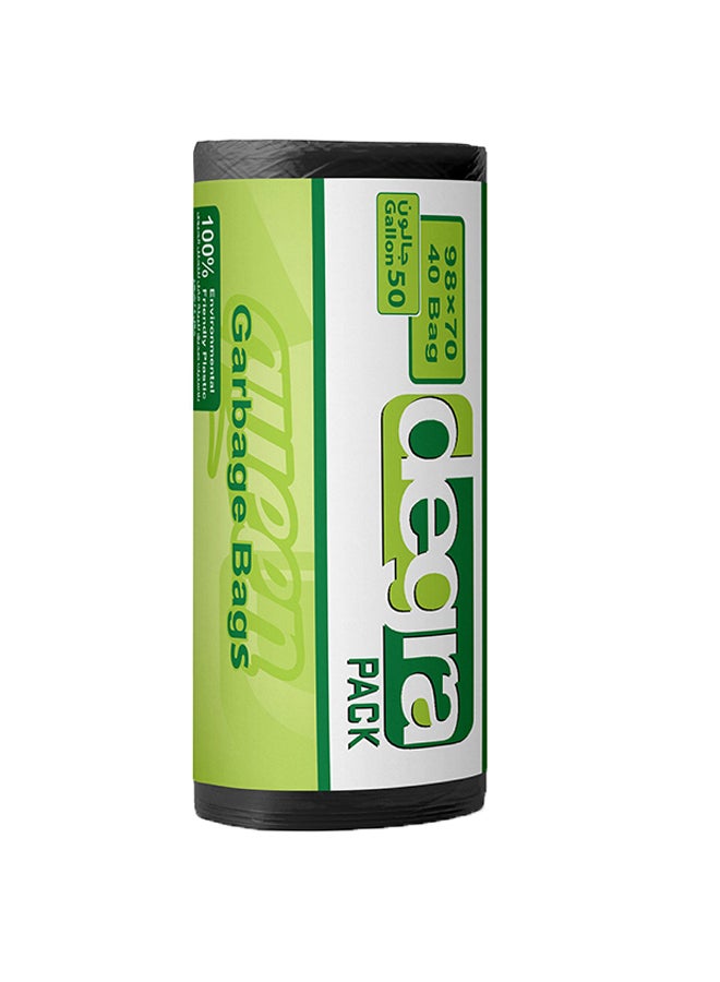 Queen - 40-Piece Plastic Trash Bag Roll Degra Pack Black 98x70cm - Image 1