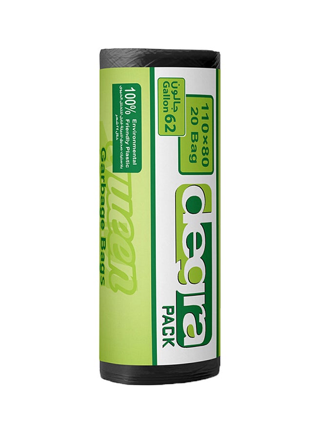 Queen 20-Piece Plastic Trash Bag Roll Degra Pack Black 110x80cm 
