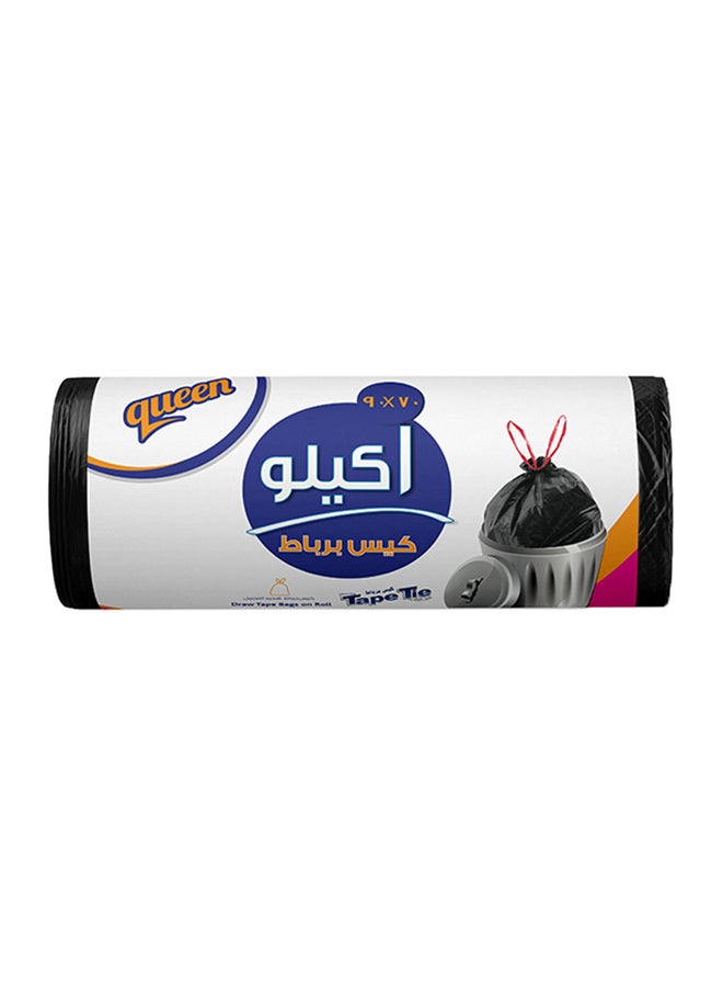 كوين كيس قمامة من البلاستيك برباط أسود 70x90سم 