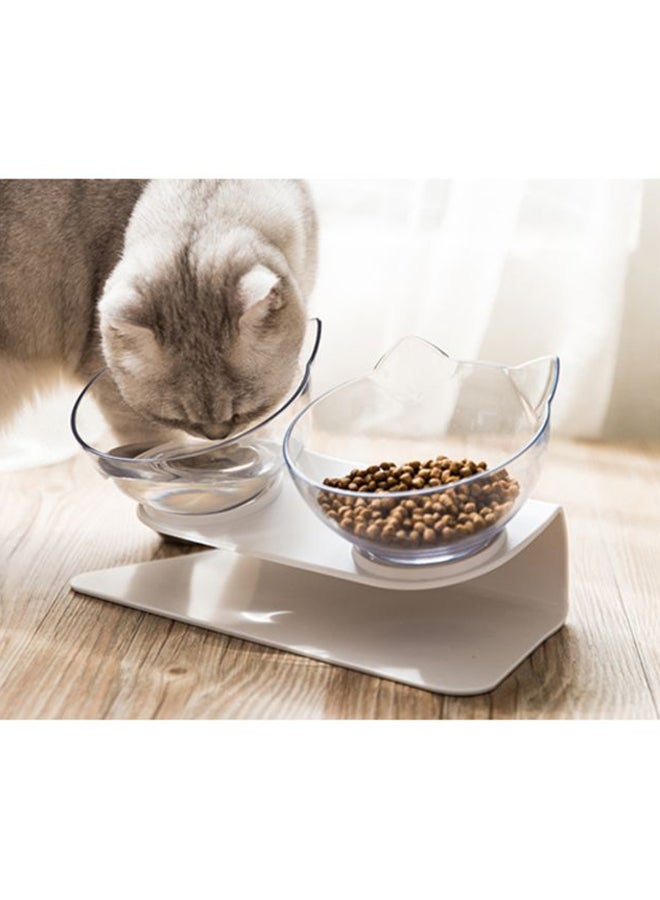 2-Piece Cat Dog Bowls Clear/White 27.5x13.5x8cm - Image 2