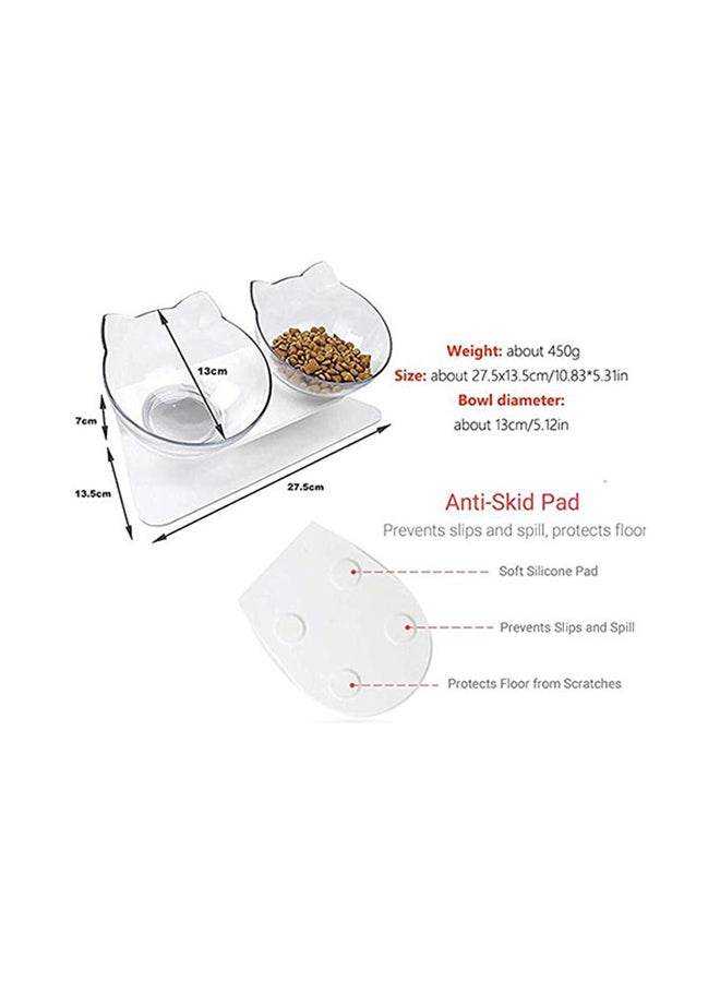 2-Piece Cat Dog Bowls Clear/White 27.5x13.5x8cm - Image 3