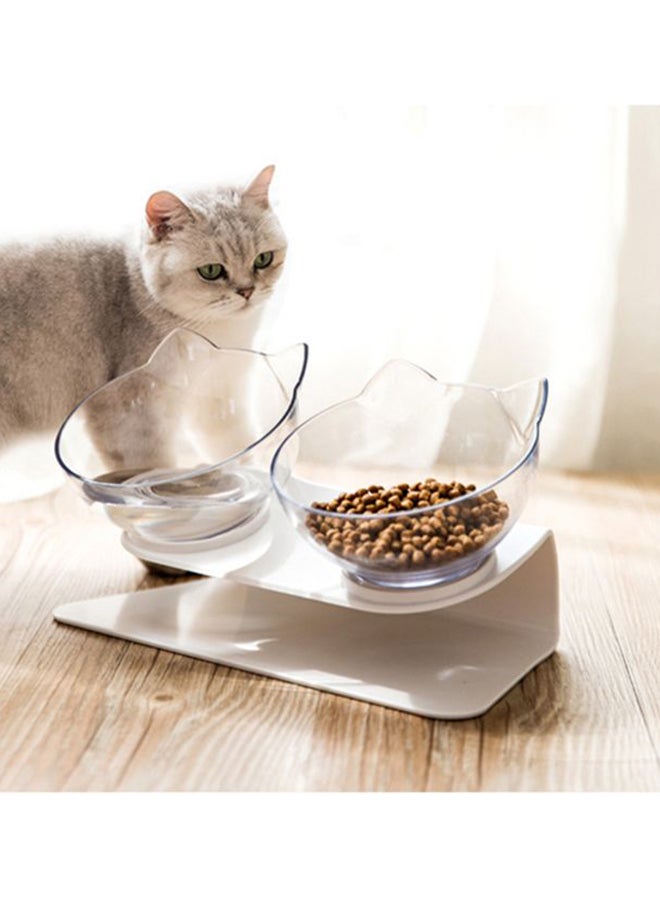 2-Piece Cat Dog Bowls Clear/White 27.5x13.5x8cm - Image 4