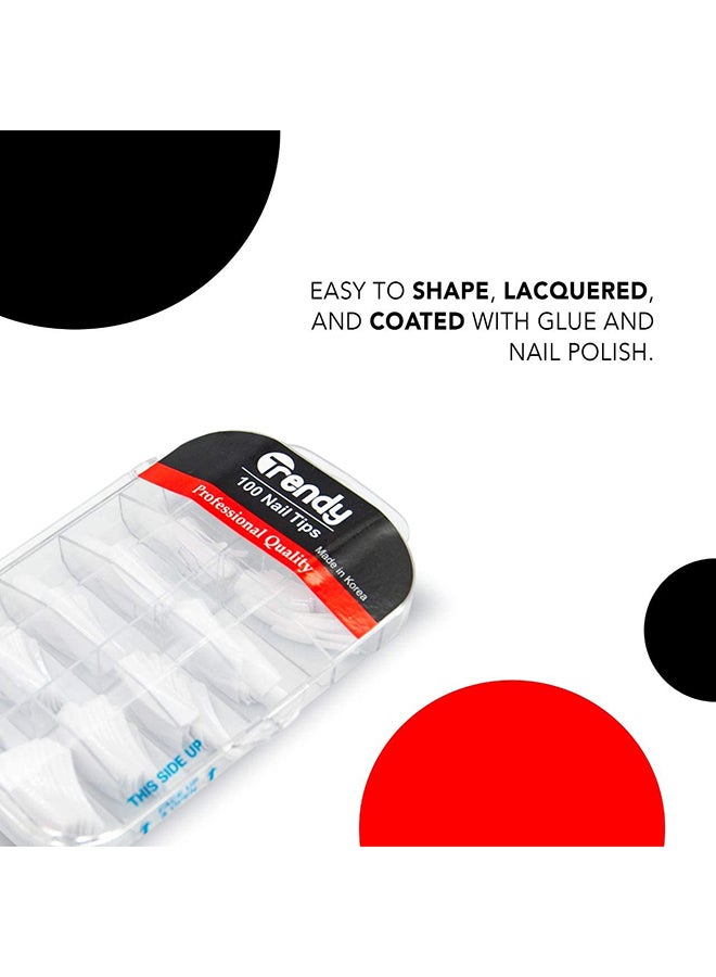 Mariani 100-Piece Natural Coffin Shape Fake Nail Tip Set White - Image 2