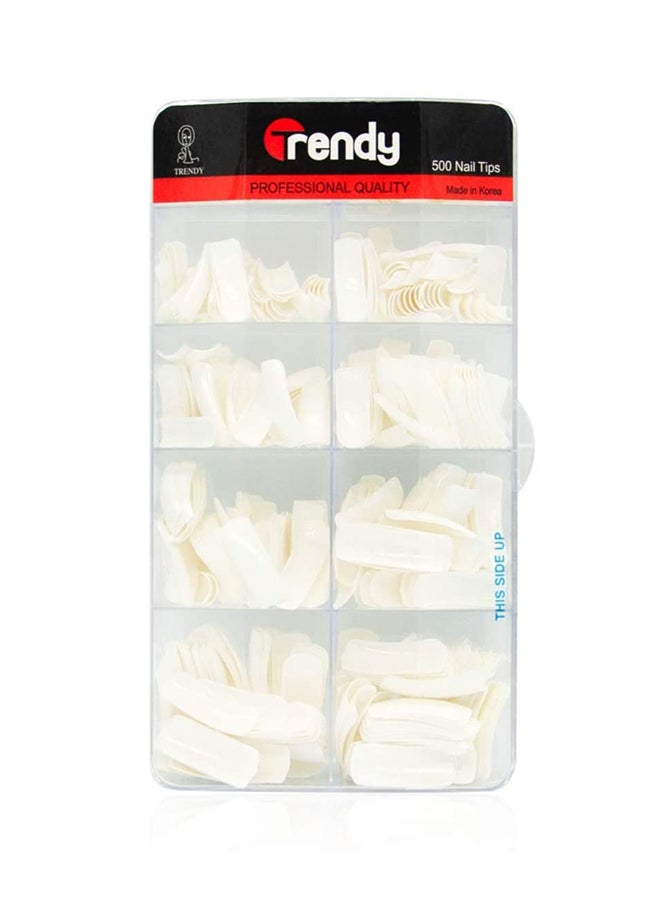 تريندي مجموعة أطراف أظافر صناعية احترافية من 500 قطعة أبيض - Image 1