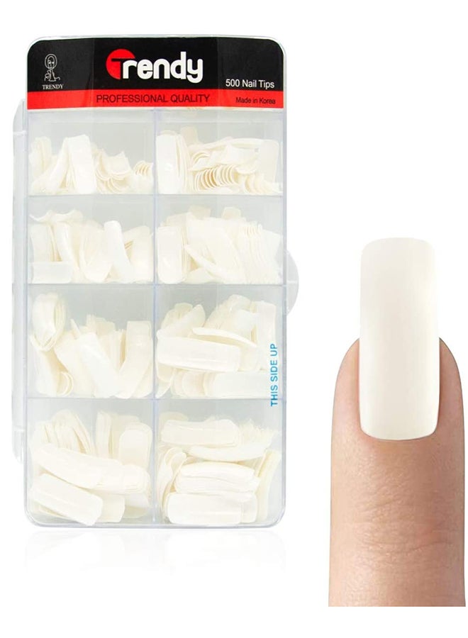 تريندي مجموعة أطراف أظافر صناعية احترافية من 500 قطعة أبيض - Image 2