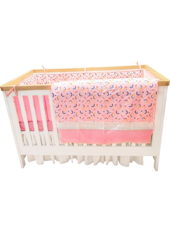 6-Piece Bedding Set Cotton Pink/White 70 x 140cm 