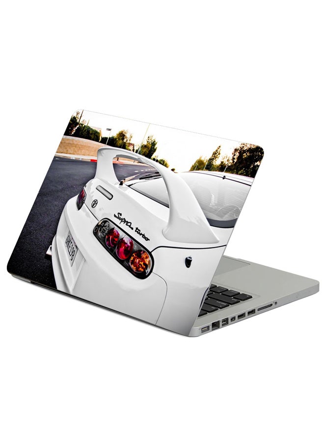Fast Print White Toyota Supra Printed Laptop Sticker Multicolor