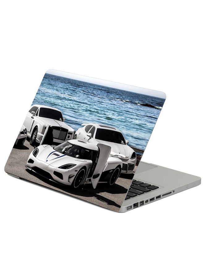 غطاء لابتوب لاصق بطبعة صورة سيارتي مرسيدس بنز ورولز رويس متعدد الألوان
