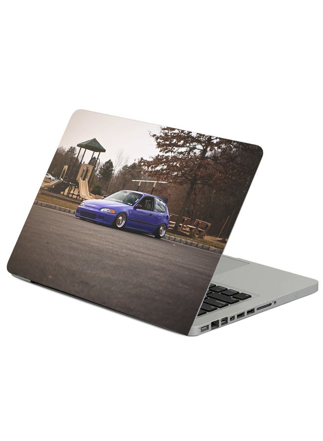 فاست برينت حافظة لابتوب بطبعة منظر جانبي لسيارة هوندا سيفك باللون البنفسجي متعدد الألوان