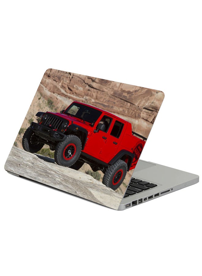 Jeep Wrangler Red Printed Laptop Sticker Multicolor