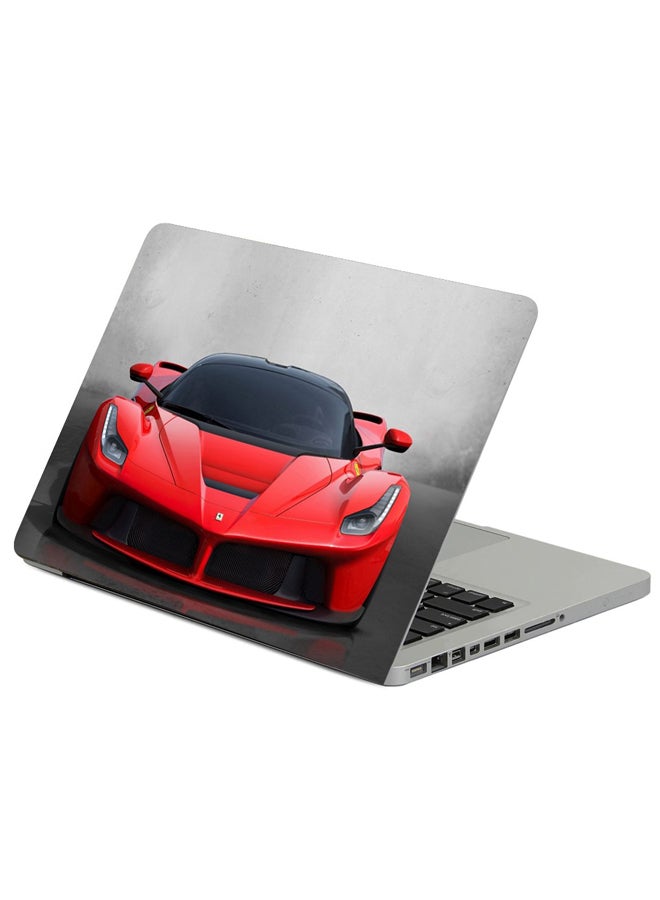 Fast Print Ferrari Red Cars Printed Laptop Sticker Multicolour