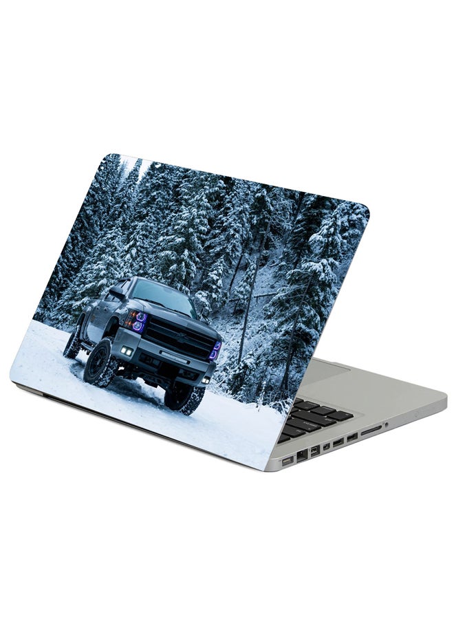 حافظة لابتوب مزينة بطبعة سيارة رياضية مع تساقط الجليد في فصل الشتاء متعدد الألوان