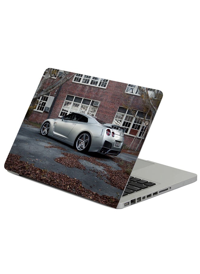 حافظة لابتوب بطبعة سيارة نيسان Gt-R بلون رمادي متعدد الألوان