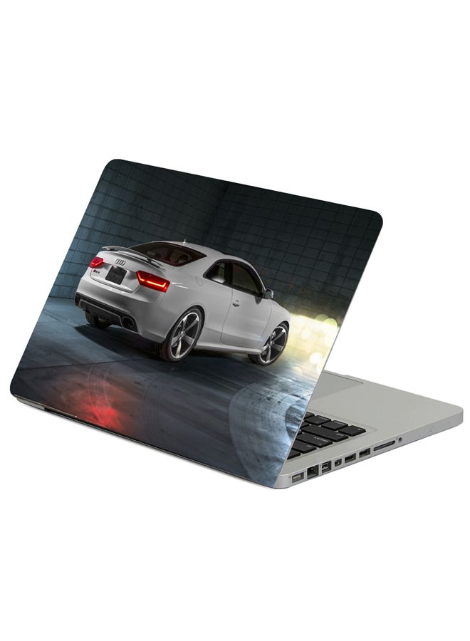 حافظة لابتوب بطبعة سيارة أودي S5 بيضاء اللون متعدد الألوان