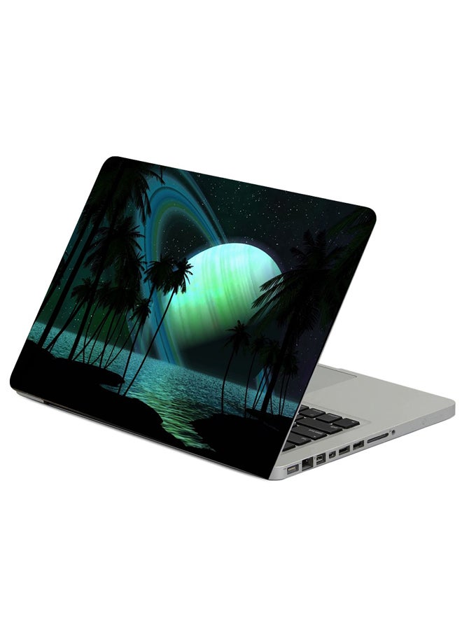 Fast Print Saturn Planet Palm Trees Printed Laptop Sleeve Multicolour