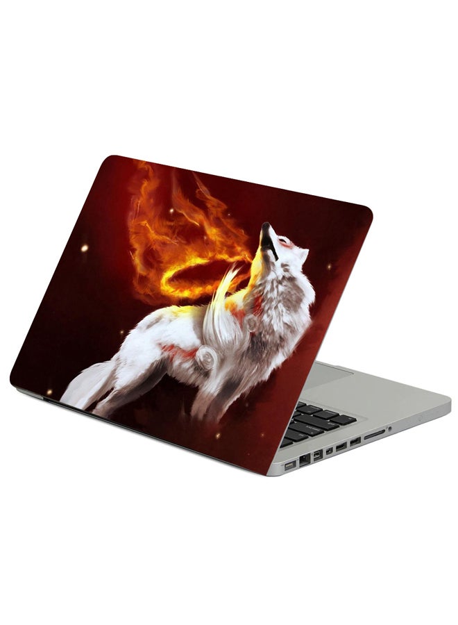 حافظة لابتوب بطبعة رسمة تجريدية لنار وذئب متعدد الألوان