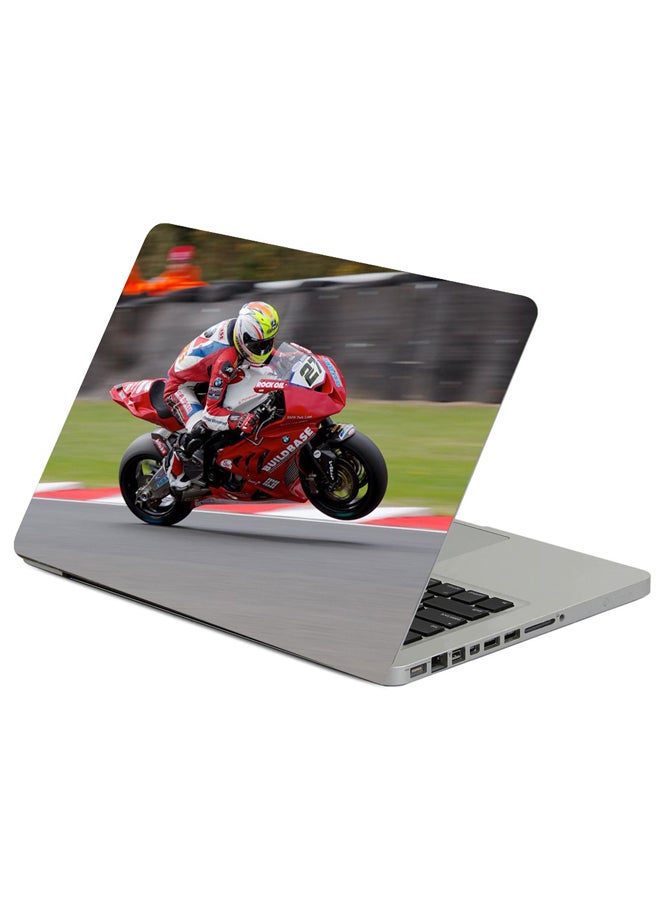 Fast Print Superbike Motor Racing Motorcycle Printed Laptop Sleeve Multicolor 
