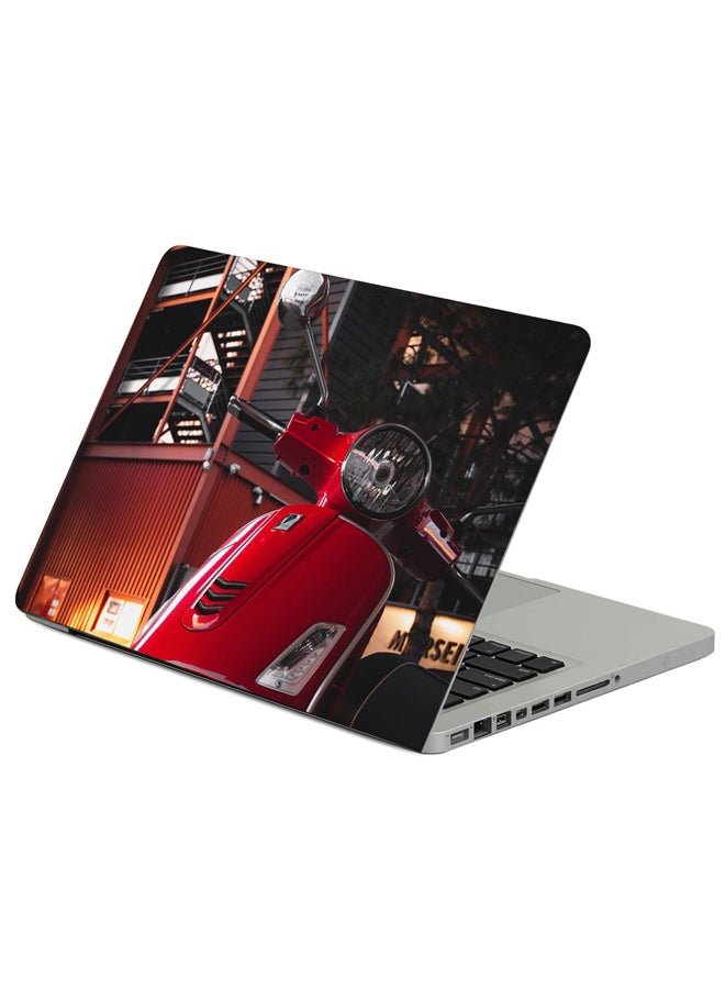 Fast Print Scooter Steering Wheel Red Printed Laptop Sleeve Multicolor 