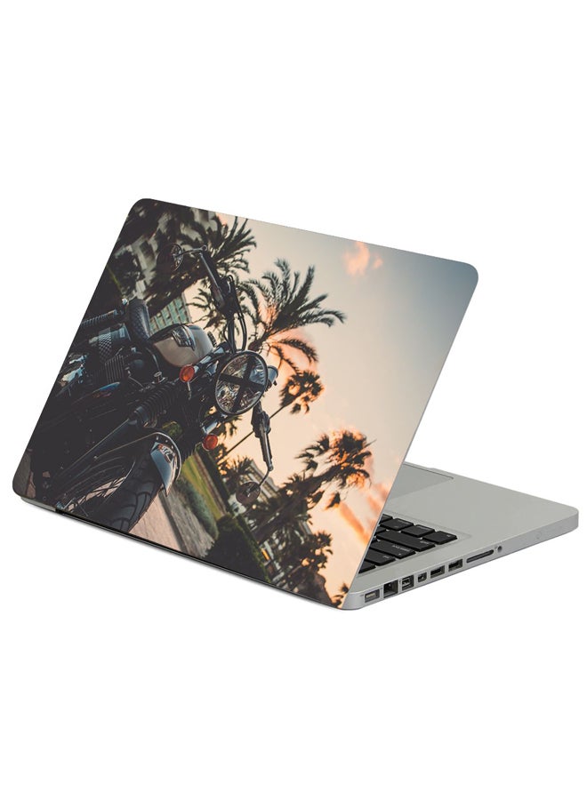 فاست برينت حافظة لابتوب مطبوعة بتصميم دراجة نارية وأشجار نخيل متعدد الألوان