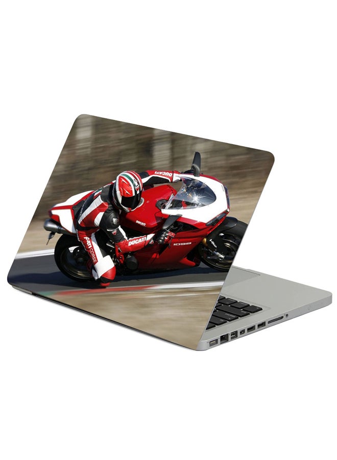 Fast Print Ducati Red Motorbike Printed Laptop Sleeve Multicolour