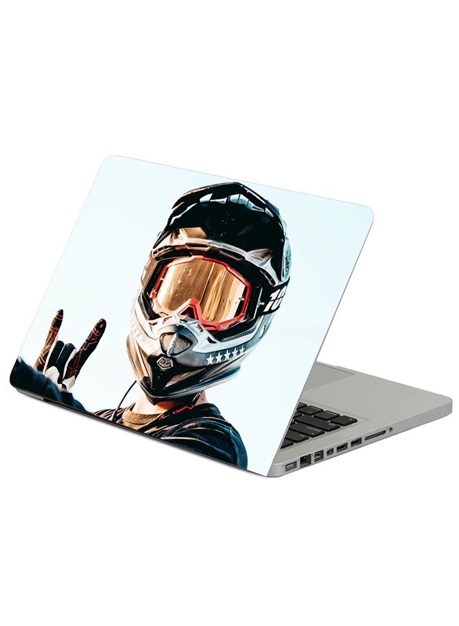 Fast Print Helmet Motorcyclist Man Printed Laptop Sleeve Multicolour 