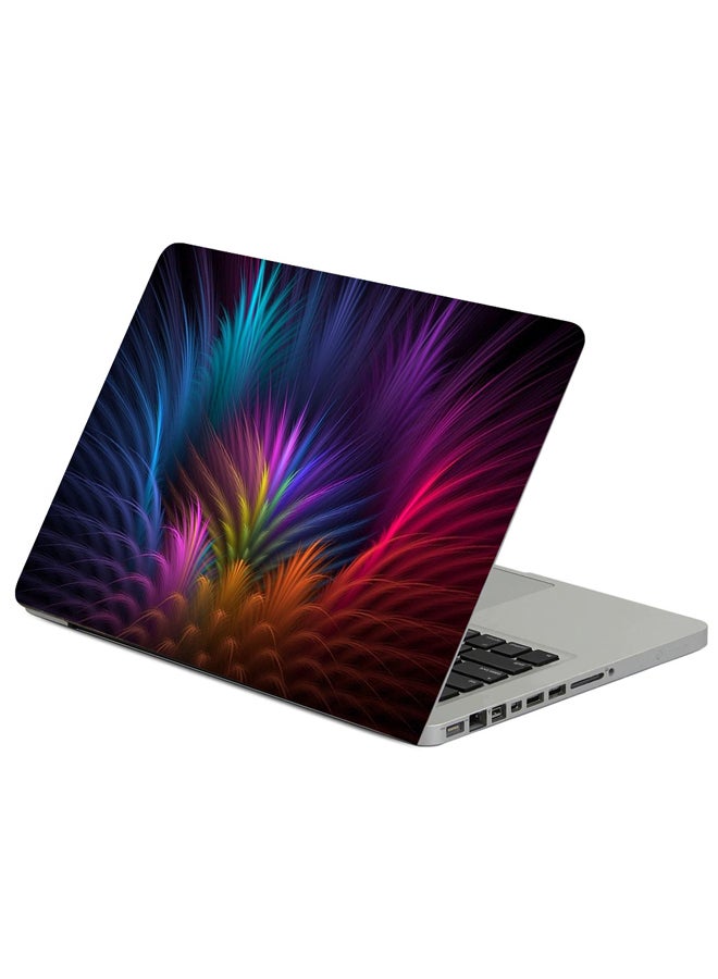 Fast Print Feathers Flower Petals Printed Laptop Sticker Multicolour 