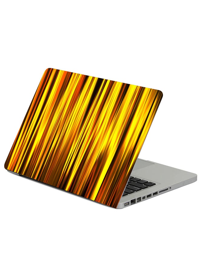 Fast Print Lines Stripes Golden Printed Laptop Sticker Multicolour