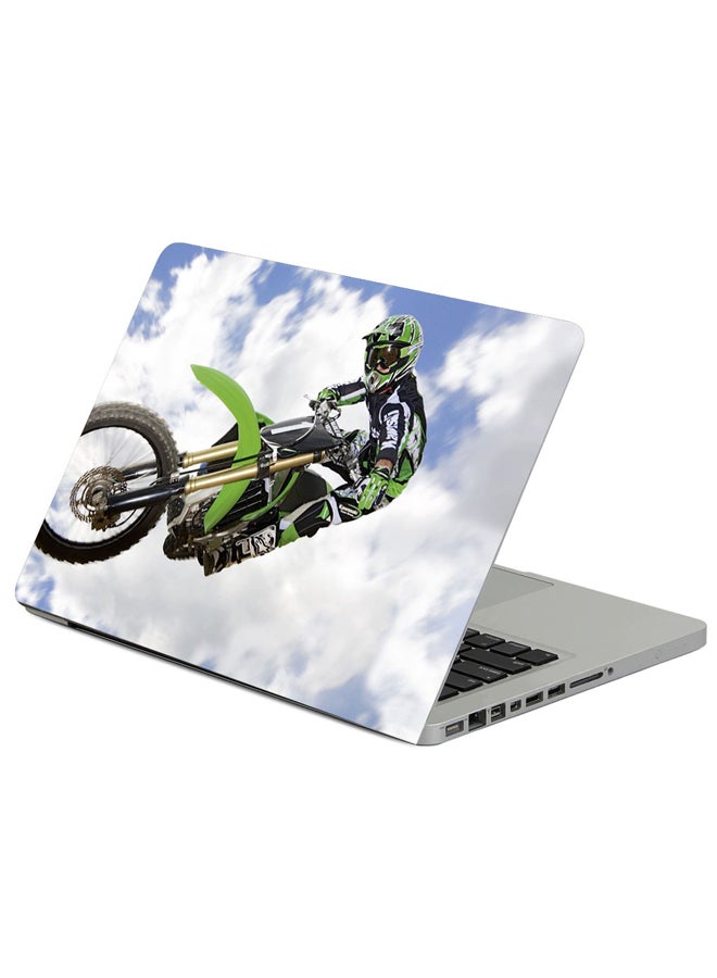 Fast Print Motorcycle Trick Jump Printed Laptop Sleeve Multicolour 