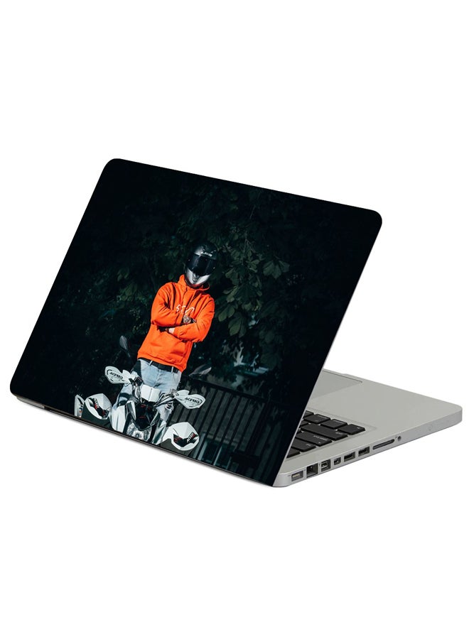 Fast Print Atv Motorcyclist Helmet Printed Laptop Sleeve Multicolour 