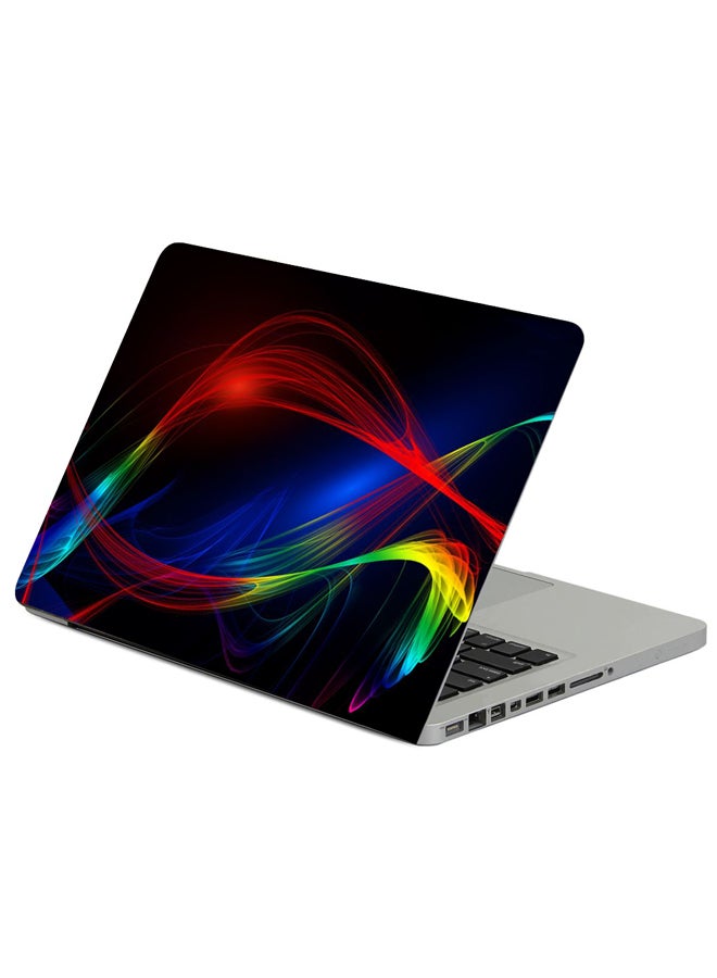 Fast Print Lines Wavy Multicolored Printed Laptop Sticker Multicolor