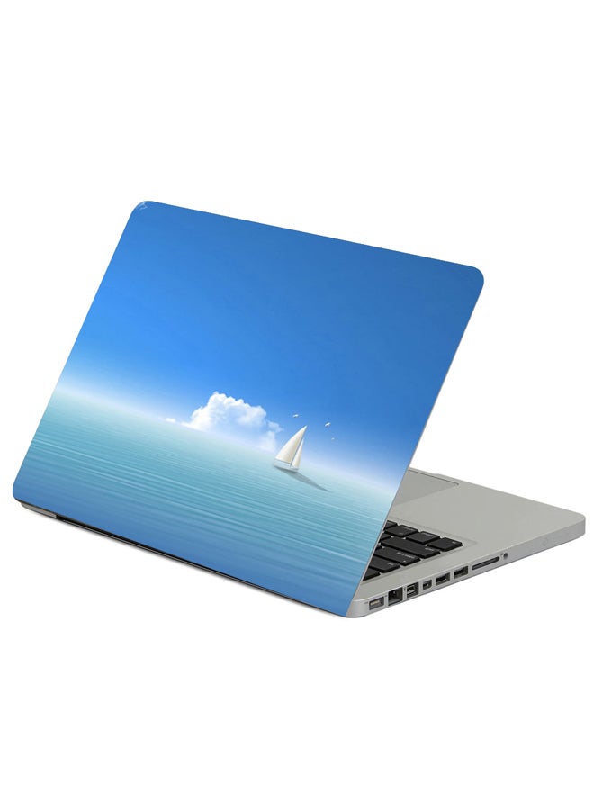 Fast Print Blue Sea Ship Printed Laptop Sleeve Multicolor