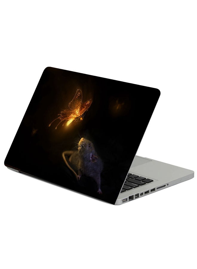 Fast Print Mouse Butterfly Black Background Printed Laptop Sleeve Multicolor 