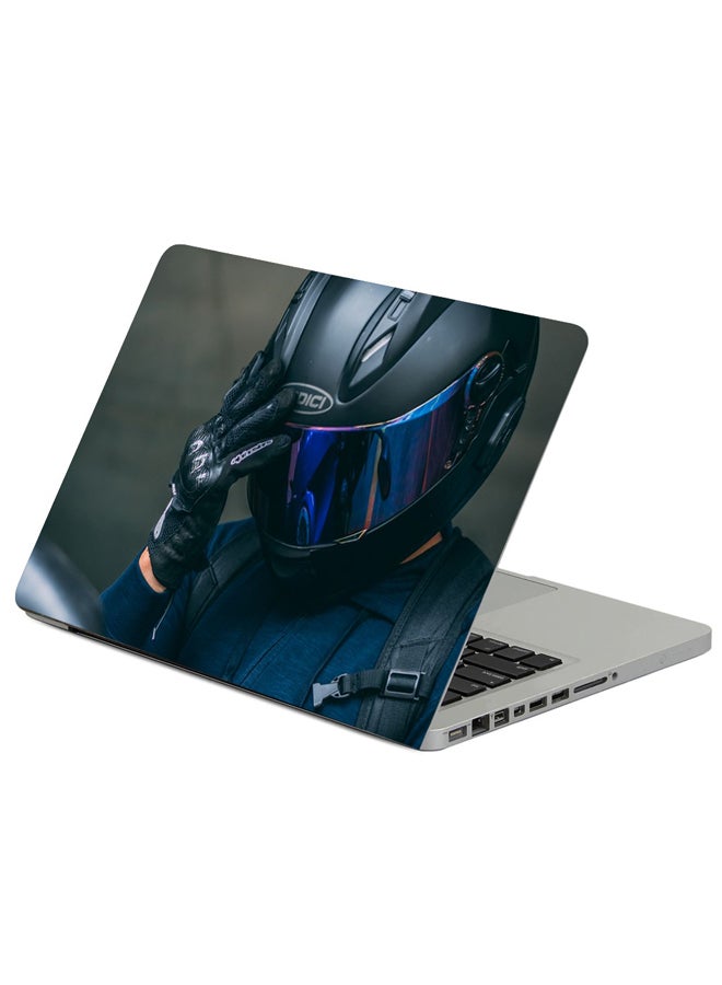 Fast Print Motorcyclist Helmet Black Printed Laptop Sleeve Multicolor