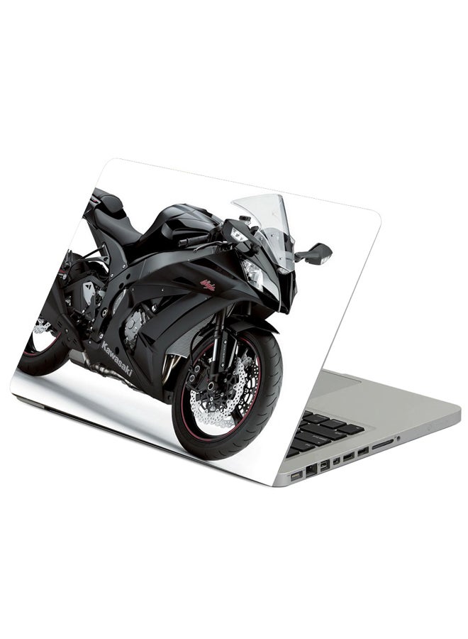 حافظة لابتوب بطبعة دراجة نارية كاواساكي بلون أسود متعدد الألوان