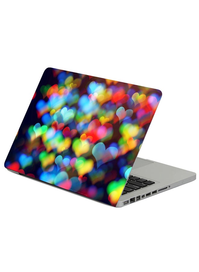 Fast Print Hearts Colorful Bokeh Printed Laptop Sticker Multicolor