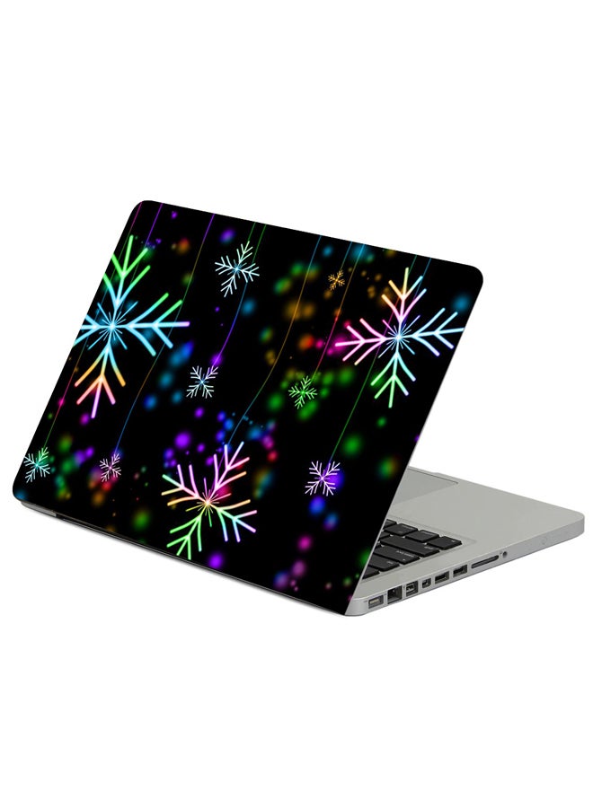Fast Print Snowflakes Colorful Glare Printed Laptop Sleeve Multicolor