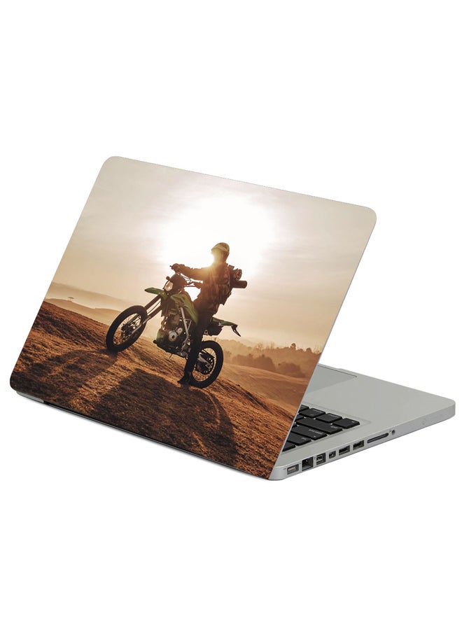 Motorcyclist Motorcycle Dawn Printed Laptop Sleeve Multicolour