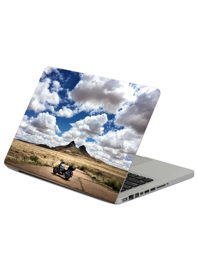 Fast Print Motorcycle Mountains Desert Printed Laptop Sleeve Multicolour