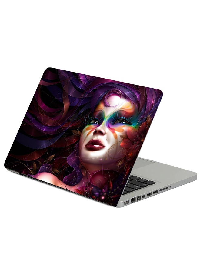 Fast Print Girl Face Paint Printed Laptop Sleeve Multicolour