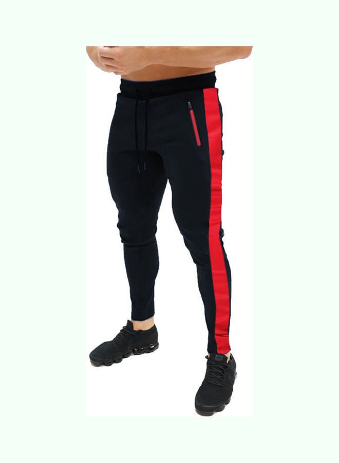 Color Block Drawstring Jogging Pants Black/Red 